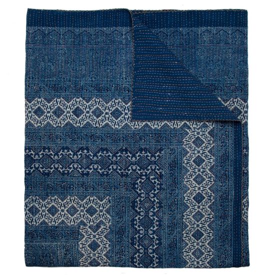 Samara Hand Stitched Quilt - Indigo